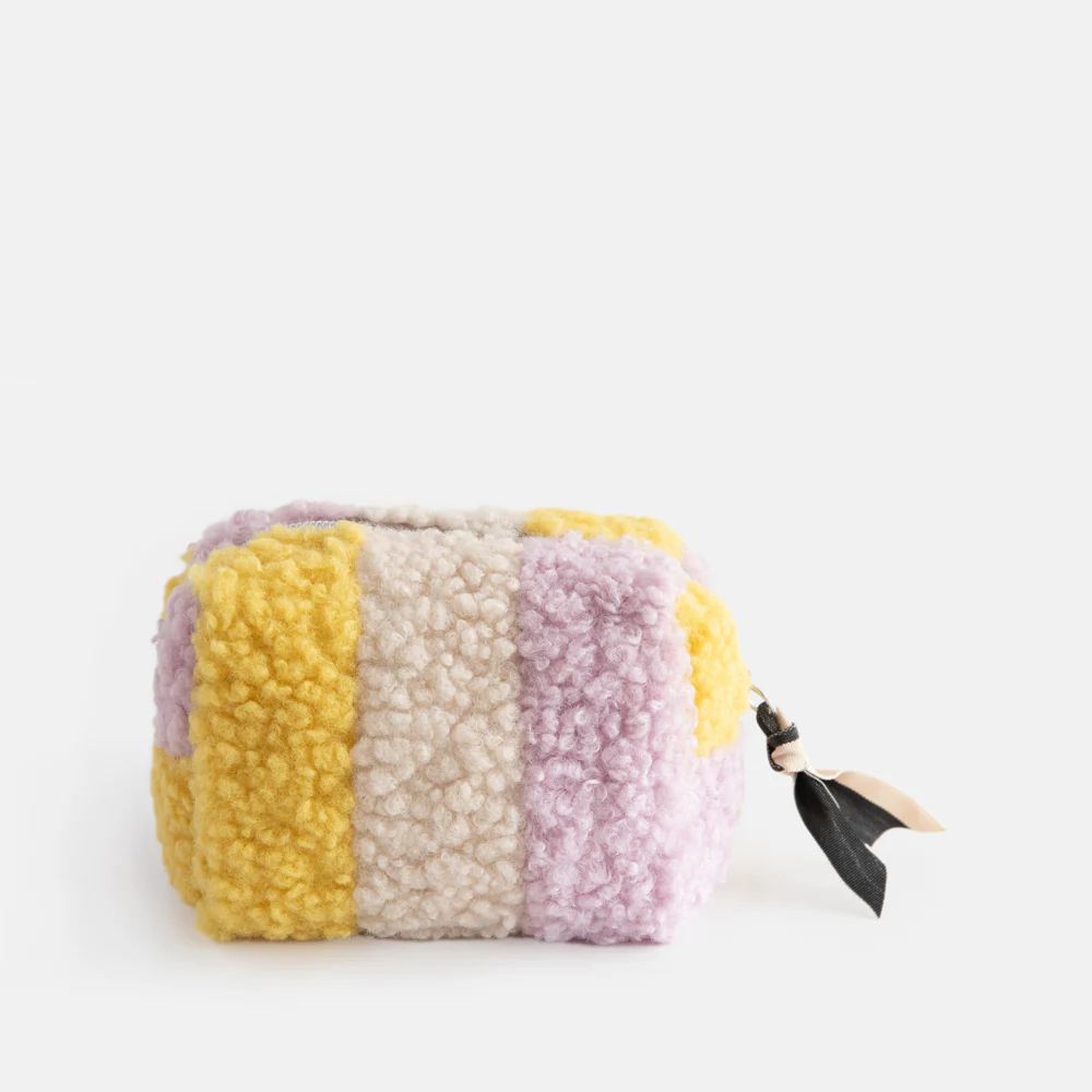 Multi Stripe Borg Mini Cube Cosmetic Bag - Image 3